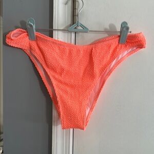 SHEIN Orange Ribbed Bikini High-Cut Cheeky